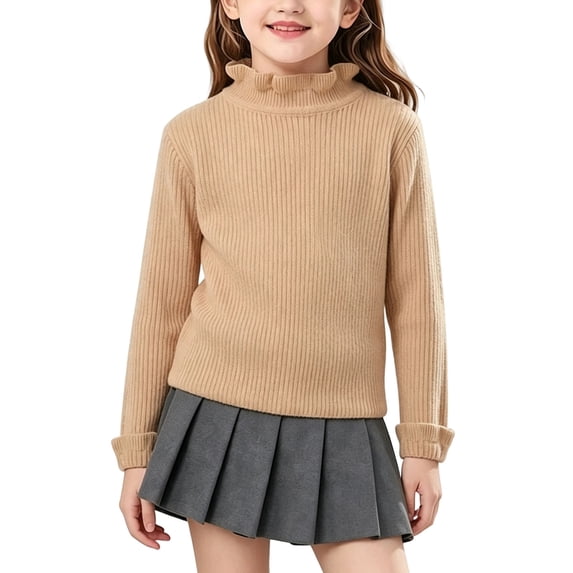 Guluxicc Kids Girls Turtleneck Cable Knit Sweater Long Sleeve Chunky Pullover Sweaters Fall Winter Loose Tops 3-8 Years
