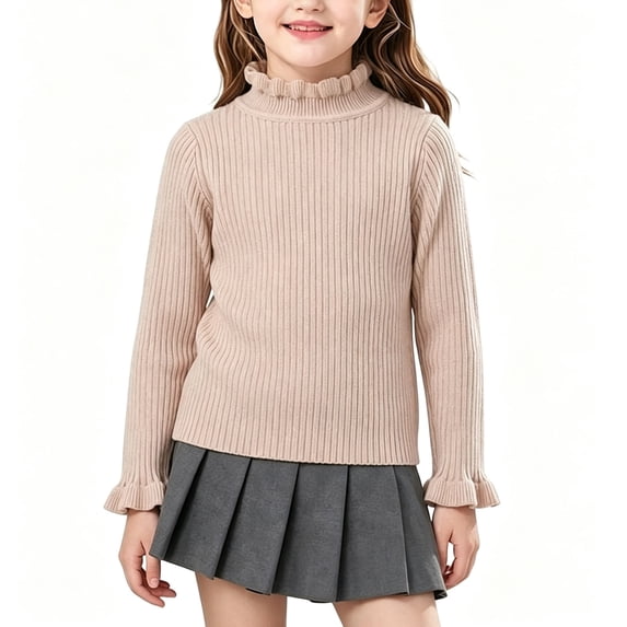 Guluxicc Kids Girls Turtleneck Cable Knit Sweater Long Sleeve Chunky Pullover Sweaters Fall Winter Loose Tops 3-8 Years
