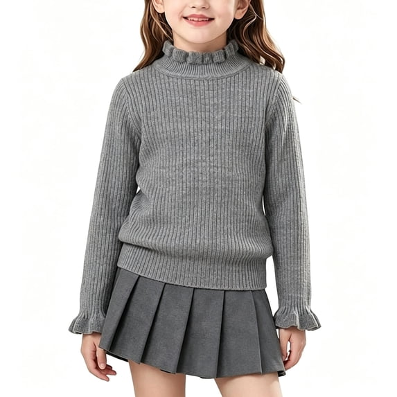 Guluxicc Kids Girls Turtleneck Cable Knit Sweater Long Sleeve Chunky Pullover Sweaters Fall Winter Loose Tops 3-8 Years