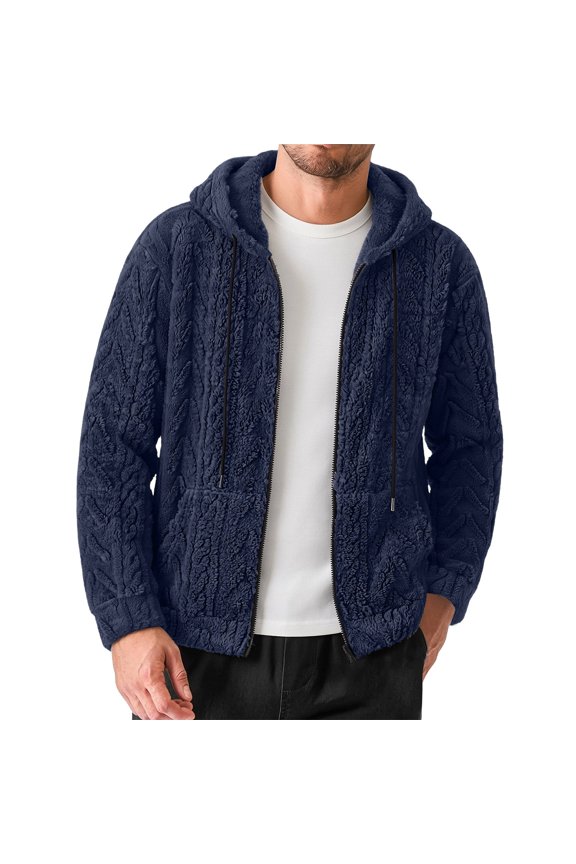 Knited Ribbed Jackets for Men Loose Full Zipper Long Sleeve Hooded Jackets for Everyday Wear Fall Winter Casual Jackets