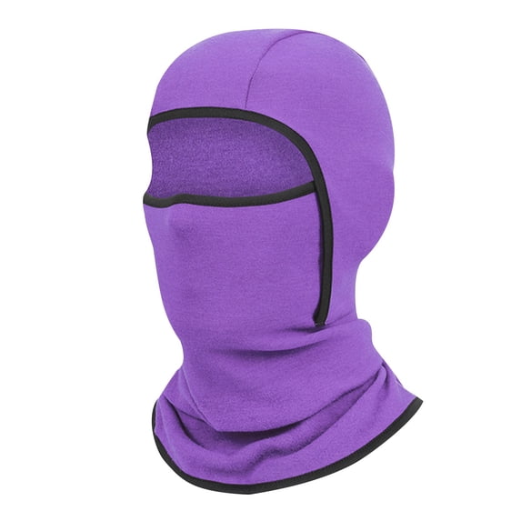 Guluxicc Knitted Warm Balaclava Hat Soft Ear Warmer Mask Cap Thicken Fleece Hood Cycling Face Cover Hat, Purple