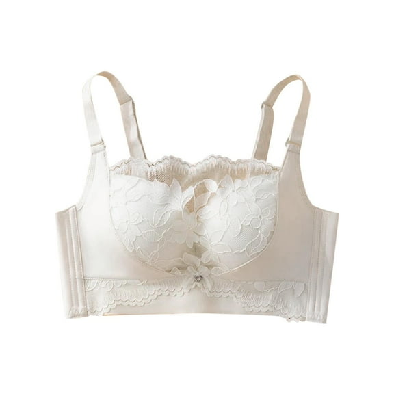 Guluxicc Lace Bras for Women Wireless Everyday Bra No Underwire Push Up Bralette, White, S