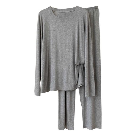 Guluxicc Lounge Sets for Women 2 Piece Long Sleeve Comfy Tops and Solid Color Pants Pjs Set Pullover Pajamas Sleepwwear Outfits, Gray, XL