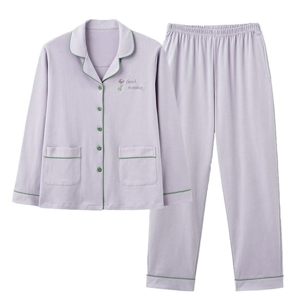 Guluxicc Lounge Sets for Women 2 Piece Long Sleeve Graphic Tops and Pants Button Down Pajamas Loungewear Pjs Set Outfits, Purple, M
