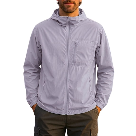 Guluxicc Men's Athletic Hoodies with Zip Pockets Full Zipper Long Sleeve Hooded Jackets for Running Hiking Wear Spring Summer Casual Jackets
