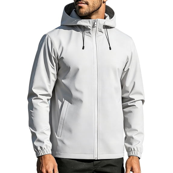 Guluxicc Men's Athletic Jackets with Pockets Waterproof Wind Resistant Drawstring Full Zipper Long Sleeve Hooded Jackets for Cycling Hiking Wear Fall Winter Casual Jackets
