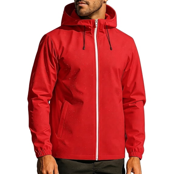 Guluxicc Men's Athletic Jackets with Pockets Waterproof Wind Resistant Drawstring Full Zipper Long Sleeve Hooded Jackets for Cycling Hiking Wear Fall Winter Casual Jackets