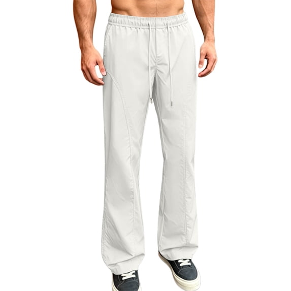 Guluxicc Men's Athletic Pants with Pockets Elastic Waist Drawstring Long Straight Leg Running Performance Trousers for Everyday Gym Workout Wear Summer Casual Outfits