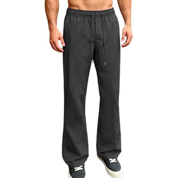 Guluxicc Men's Athletic Pants with Pockets Elastic Waist Drawstring Long Straight Leg Running Performance Trousers for Everyday Gym Workout Wear Summer Casual Outfits