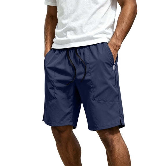 Guluxicc Men's Athletic Shorts with Multi Zip Pockets Quick Dry Elastic Waist Drawstring Running Performance Short Pants Everyday Wear Summer Casual Outfits