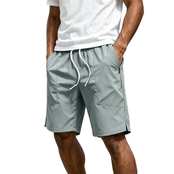 Guluxicc Men's Athletic Shorts with Multi Zip Pockets Quick Dry Elastic Waist Drawstring Running Performance Short Pants Everyday Wear Summer Casual Outfits