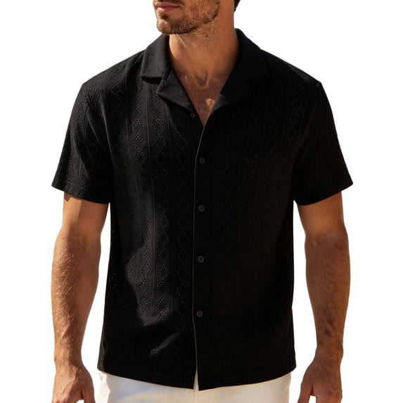 Guluxicc Men's Beach Shirts Button Down Collared Short Sleeve Everyday Wear Shirts for Summer Casual Outfits