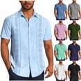 thumbnail image 1 of Guluxicc Men's Beach Tops Button Down Collared Short Sleeve Shirts Regular Fit Summer Vacation Outdoor Casual Tops, 1 of 6