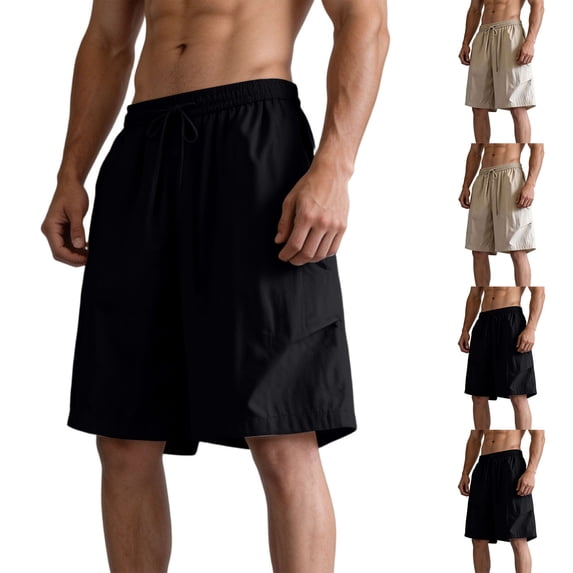 Guluxicc Men's Bermuda Shorts Elastic Waist Drawstring Shorts Summer Casual Shorts With Pockets