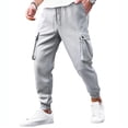 thumbnail image 1 of Guluxicc Men's Cargo Pants with Multi Pocket Elastic Waist Drawstring Jogger Trousers for Running Everyday Fall Winter, 1 of 8