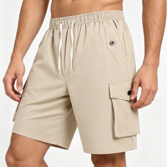 Guluxicc Men's Cargo Shorts with Multi Pockets Elastic Waist Drawstring Everyday Wear Shorts Summer Casual Outfits