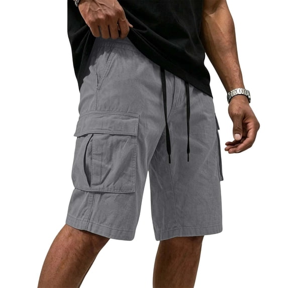 Guluxicc Men's Cargo Shorts with Pockets Elastic Waist Drawstring Running Performance Shorts for Outdoor Workout Summer Casual Outfits