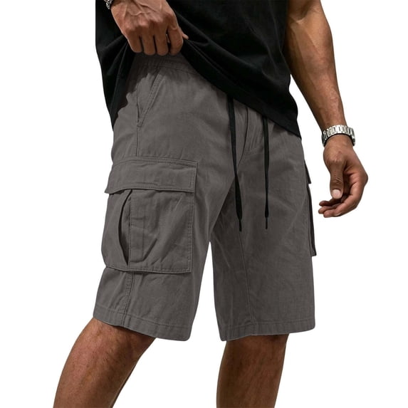 Guluxicc Men's Cargo Shorts with Pockets Elastic Waist Drawstring Running Performance Shorts for Outdoor Workout Summer Casual Outfits