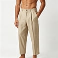 thumbnail image 1 of Guluxicc Men's Cotton Dress Pants with Pockets Button Front Loose Long Straight Leg Trousers for Summer Golf Wear Business Casual Outfits, 1 of 6