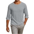 thumbnail image 1 of Guluxicc Men's Cotton Long Sleeve Shirts Breathable Crew Neck Pullover Classic Fit T Shirts Summer Casual Outfits, 1 of 7
