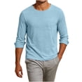 thumbnail image 1 of Guluxicc Men's Cotton Long Sleeve Shirts with Pocket Crew Neck Pullover Classic Fit T Shirts Summer Casual Outfits, 1 of 7