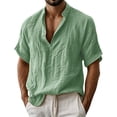 thumbnail image 1 of Guluxicc Men's Cotton Shirts Collared Short Sleeve Beach Vacation Tops for Everyday Wear Spring Summer Casual Outfits, 1 of 8