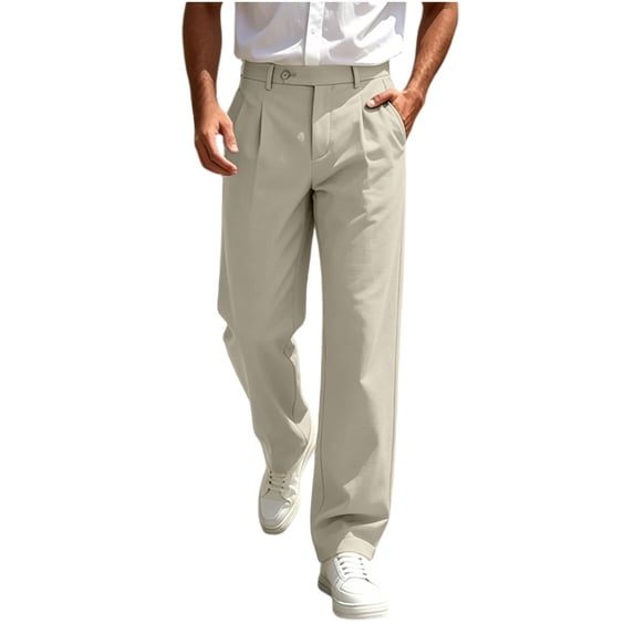 Guluxicc Men's Dress Pants with Zipper Pockets Button Front Long Straight Leg Golf Trousers for Business Casual Outfits