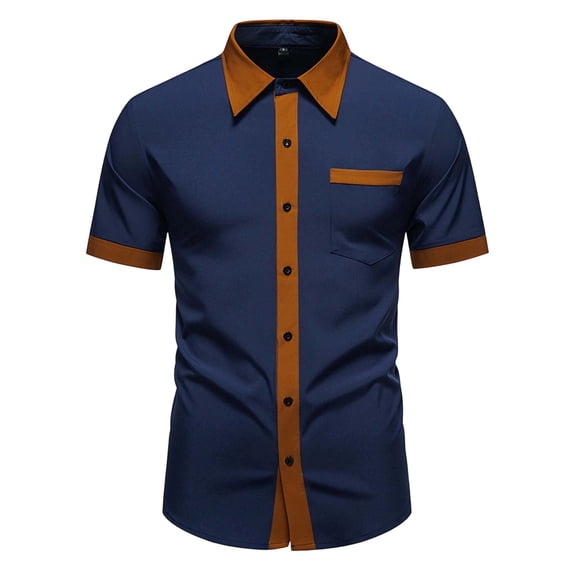 Guluxicc Men's Dress Shirts with Pocket Button Down Collared Short Sleeve Business Casual Tops for Everyday Wear Spring Summer Casual Outfits