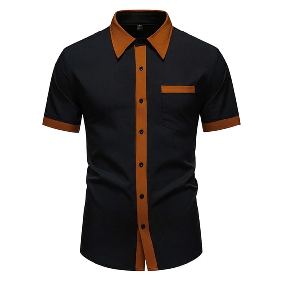 Guluxicc Men's Dress Shirts with Pocket Button Down Collared Short Sleeve Business Casual Tops for Everyday Wear Spring Summer Casual Outfits