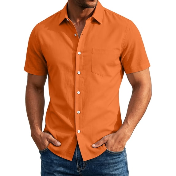Guluxicc Men's Dress Shirts with Pockets Button Down Collared Short Sleeve Business Casual Tops for Everyday Wear Spring Summer Casual Outfits