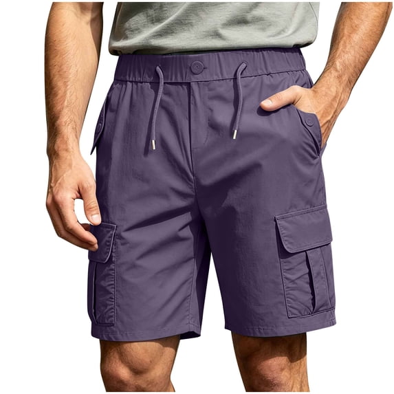 Guluxicc Men's Golf Cargo Shorts with Multi Pockets Button Front Elastic Waist Drawstring Shorts Summer Casual Outfits