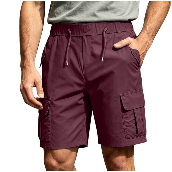 Guluxicc Men's Golf Cargo Shorts with Multi Pockets Button Front Elastic Waist Drawstring Shorts Summer Casual Outfits