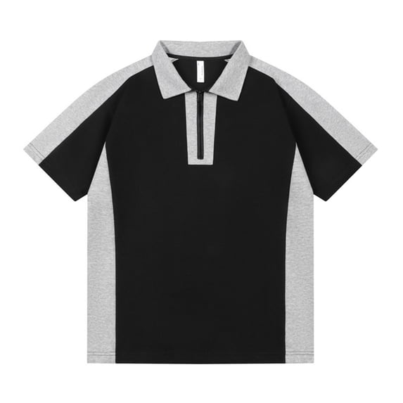 Guluxicc Men's Golf Shirts Color Block Quarter Zip Collared Short Sleeve Business Casual Tops for Everyday Wear Summer Casual Outfits