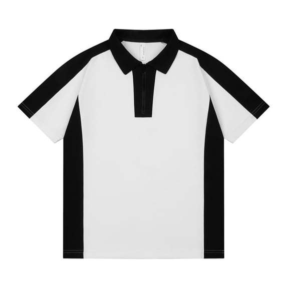 Guluxicc Men's Golf Shirts Color Block Quarter Zip Collared Short Sleeve Business Casual Tops for Everyday Wear Summer Casual Outfits