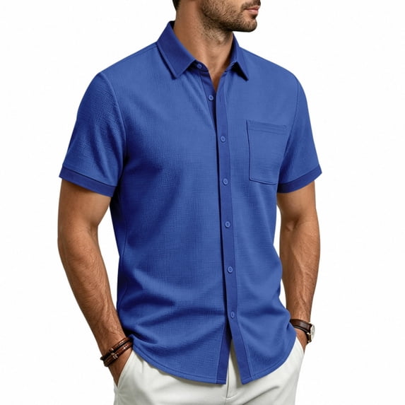 Guluxicc Men's Golf Shirts with Pockets Button Down Collared Short Sleeve Tops for Everyday Wear Business Casual Outfits