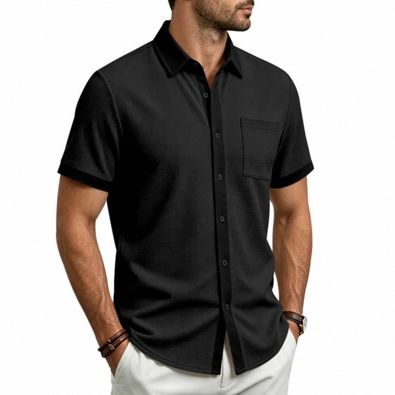 Guluxicc Men's Golf Shirts with Pockets Button Down Collared Short Sleeve Tops for Everyday Wear Business Casual Outfits