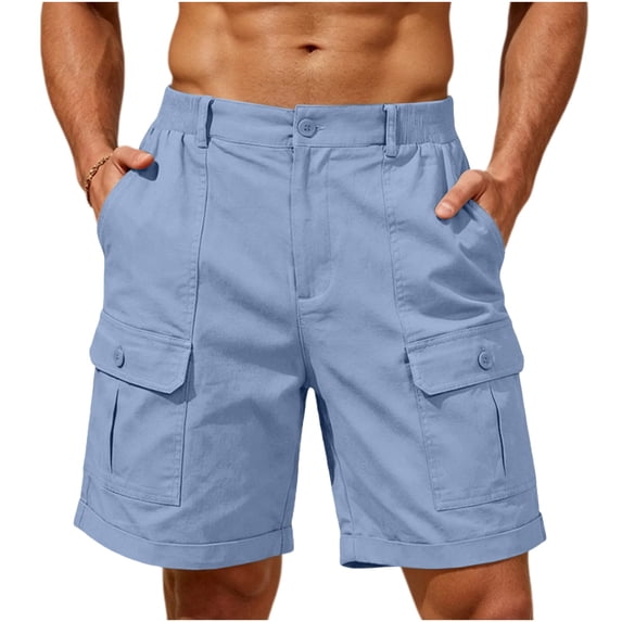Guluxicc Men's Golf Shorts with Pockets Button Front Elastic Waist Business Casual Shorts Summer Casual Outfits