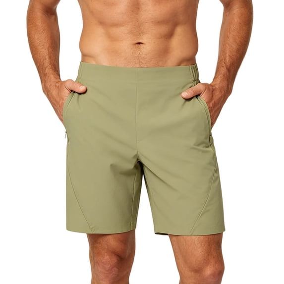 Guluxicc Men's Golf Shorts with Zip Pockets Elastic Waist Everyday Wear Business Casual Short Pants Summer Casual Outfits