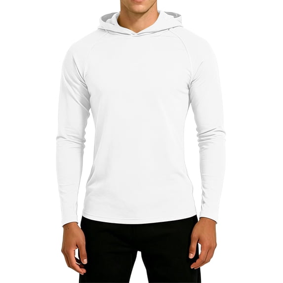 Guluxicc Men's Gym Hoodies Athletic Long Sleeve Hooded Shirts Summer Casual Outfits for Everyday Running Workout