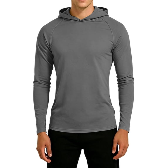Guluxicc Men's Gym Hoodies Athletic Long Sleeve Hooded Shirts Summer Casual Outfits for Everyday Running Workout
