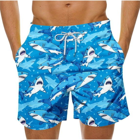 Guluxicc Men's Hawaiian Shorts Elastic Waist Drawstring Lightweight Comfort Beach Shorts with Pockets