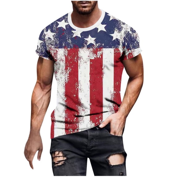 Guluxicc Men's Independence Day Tops for Men 4th of July T Shirts Regular Fit Summer Patriotic Graphic Tees