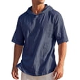 thumbnail image 1 of Guluxicc Men's Linen Hoodie Shirts Short Sleeve Athletic Shirts for Everyday Gym Workout Summer Casual Outfits, 1 of 8