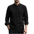 thumbnail image 1 of Guluxicc Men's Linen Shirts Button Down Relaxed Fit Classic Asian Long Sleeve Shirts Summer Casual Outfits, 1 of 8