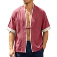thumbnail image 1 of Guluxicc Men's Linen Shirts Button Short Sleeve Lounge Wear for Summer Beach Vacation, 1 of 4