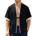 thumbnail image 1 of Guluxicc Men's Linen Shirts Button Short Sleeve Lounge Wear for Summer Beach Vacation, 1 of 4
