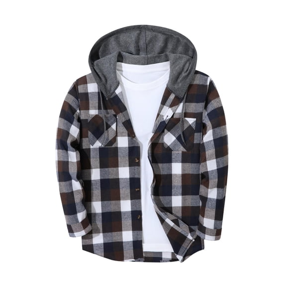 Guluxicc Men's Plaid Hoodies with Pockets Drawstring Full Zipper Long Sleeve Hooded Jackets for Everyday Wear Fall Winter Casual Jackets