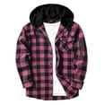 thumbnail image 1 of Guluxicc Men's Plaid Hoodies with Zipper Pocket Button Down Drawstring Long Sleeve Hooded Tops for Everyday Wear Summer Casual Outfits, 1 of 6