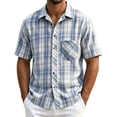 thumbnail image 1 of Guluxicc Men's Plaid Shirts with Pocket Button Down Collared Short Sleeve Lounge Tops for Everyday Summer Casual Outfits, 1 of 4
