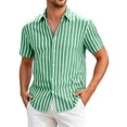 thumbnail image 1 of Guluxicc Men's Striped Beach Shirts Button Down Collared Short Sleeve Tops for Summer Vacation Casual Outfits, 1 of 4